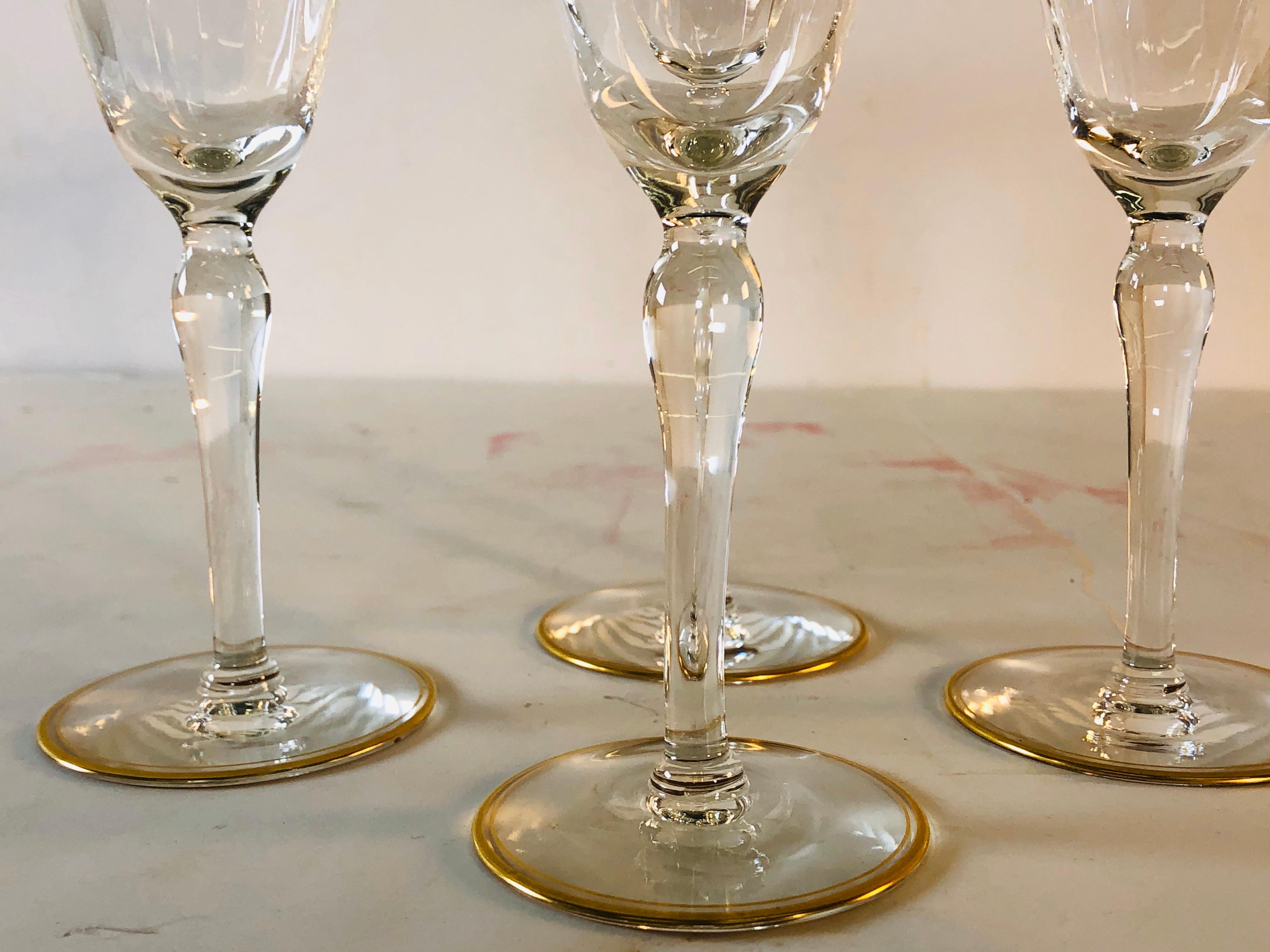 Hollywood Regency Double Gold Rim Champagne Stems, Set of 4 For Sale 1