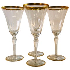 Hollywood Regency Double Gold Rim Champagne Stems, Set of 4