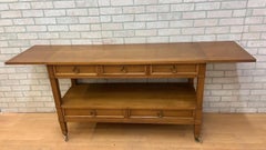 Hollywood Regency Drop Leaf Rolling Bar Server with Drawers by Sleigh Furniture