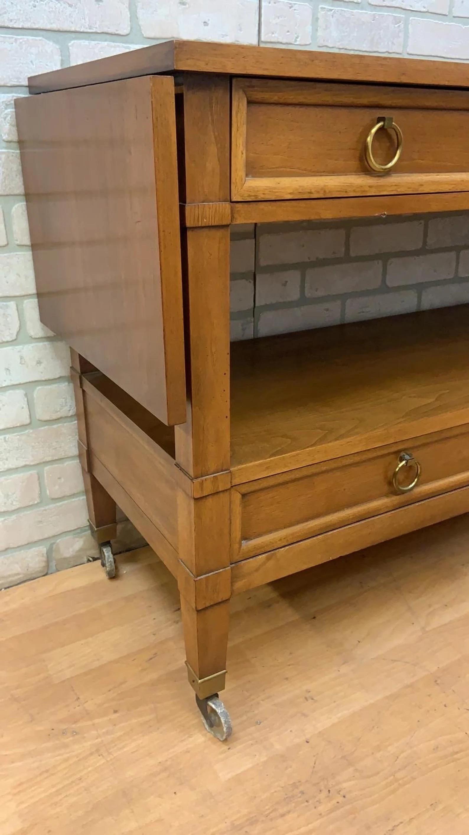 20th Century Hollywood Regency Drop Leaf Rolling Bar Server with Drawers by Sleigh Furniture For Sale