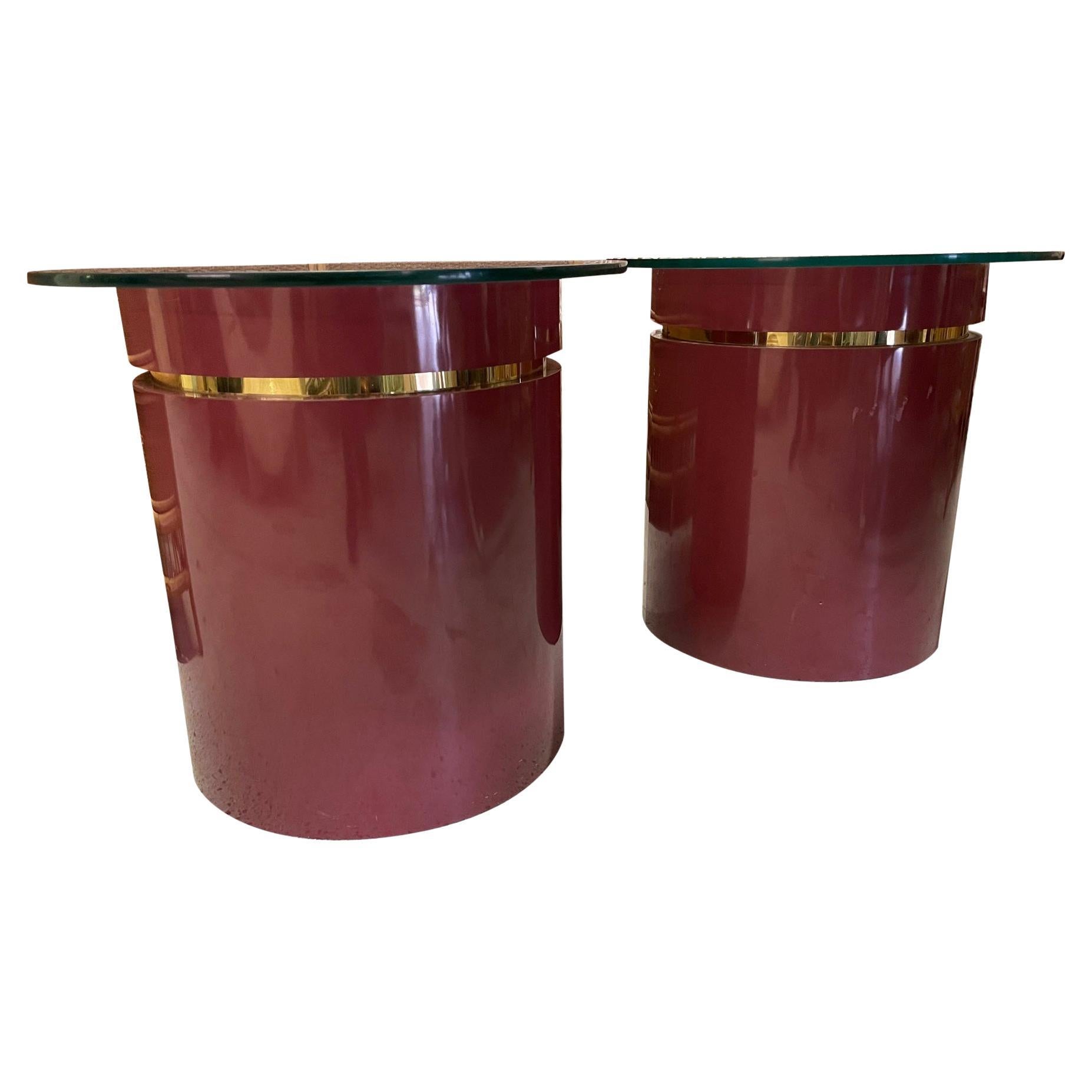 Paire de tables d'appoint à tambour de style Hollywood Regency en vente