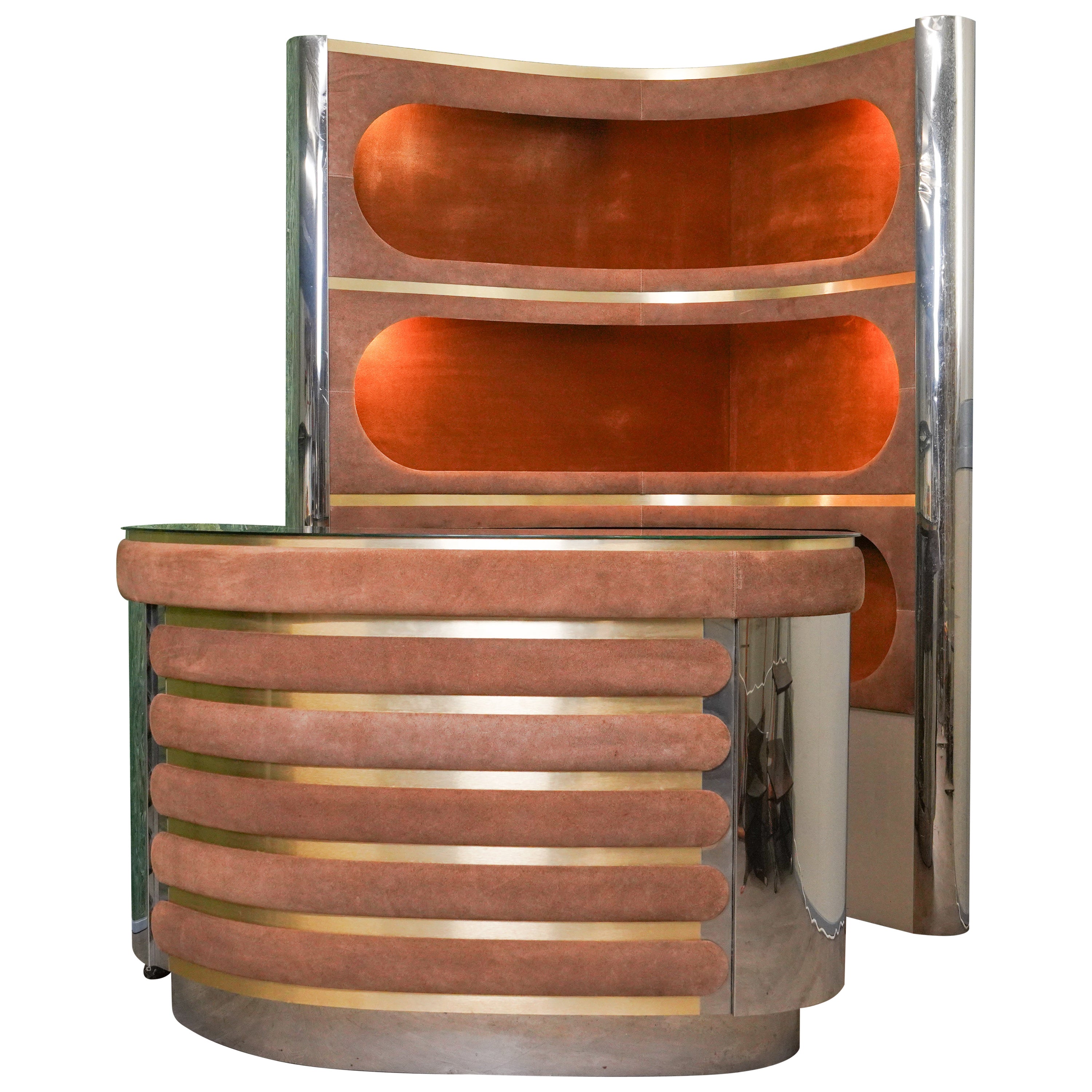 Hollywood Regency Dry Bar Cabinet by Willy Rizzo, Italy 1970s