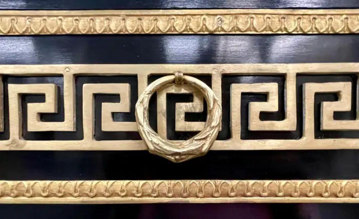 Hollywood Regency Cabinet, Marble, Bronze, Greek Key Motif, Chest, 1970s For Sale 14