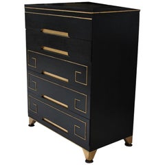 Vintage Hollywood Regency Ebonized Tall Dresser