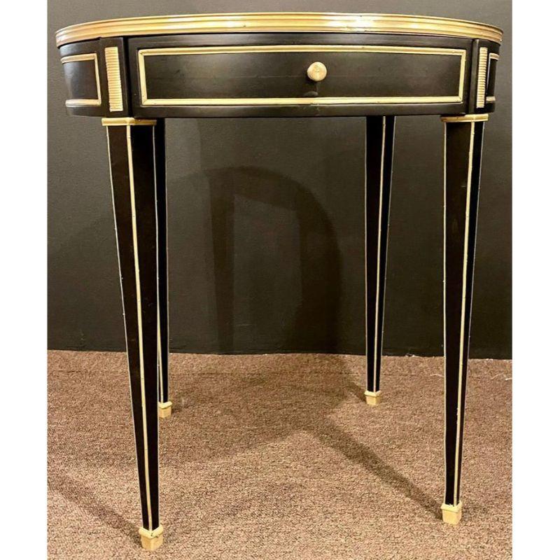 Jansen Style, Hollywood Regency, End Tables, Black Wood, Mirror, Brass, 1960s 6