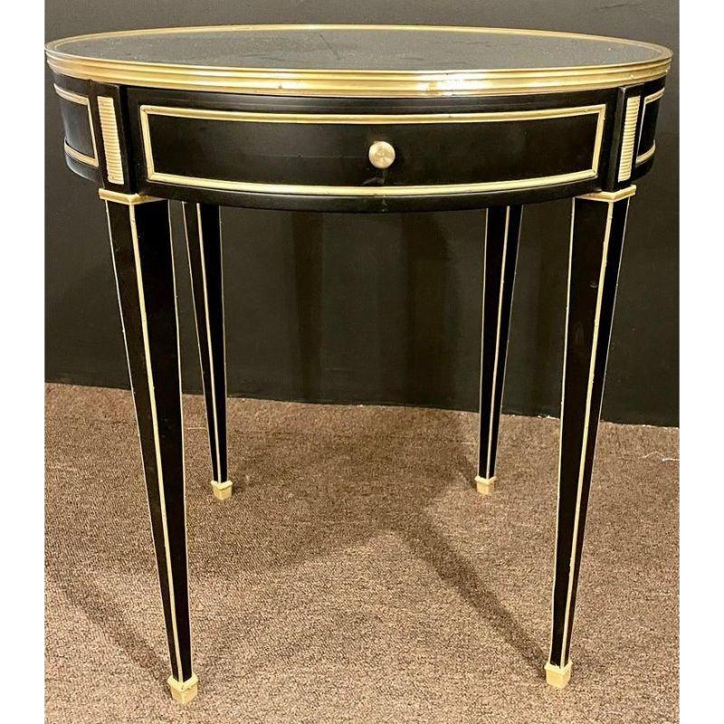 Jansen Style, Hollywood Regency, End Tables, Black Wood, Mirror, Brass, 1960s 7