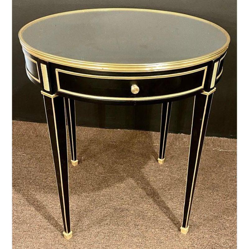 Jansen Style, Hollywood Regency, End Tables, Black Wood, Mirror, Brass, 1960s 8