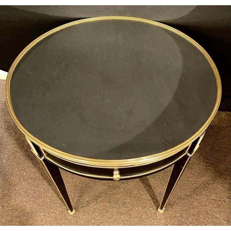 Jansen Style, Hollywood Regency, End Tables, Black Wood, Mirror, Brass, 1960s 2