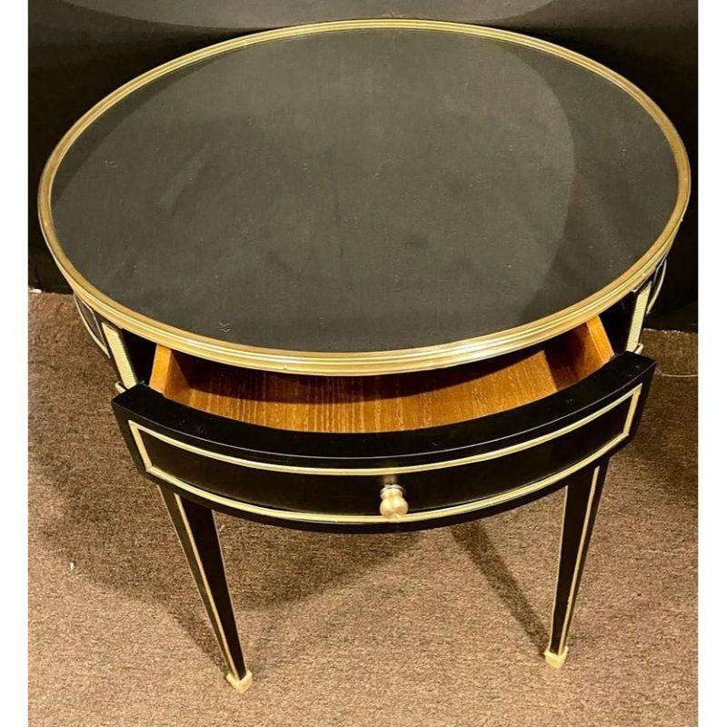 Jansen Style, Hollywood Regency, End Tables, Black Wood, Mirror, Brass, 1960s 3