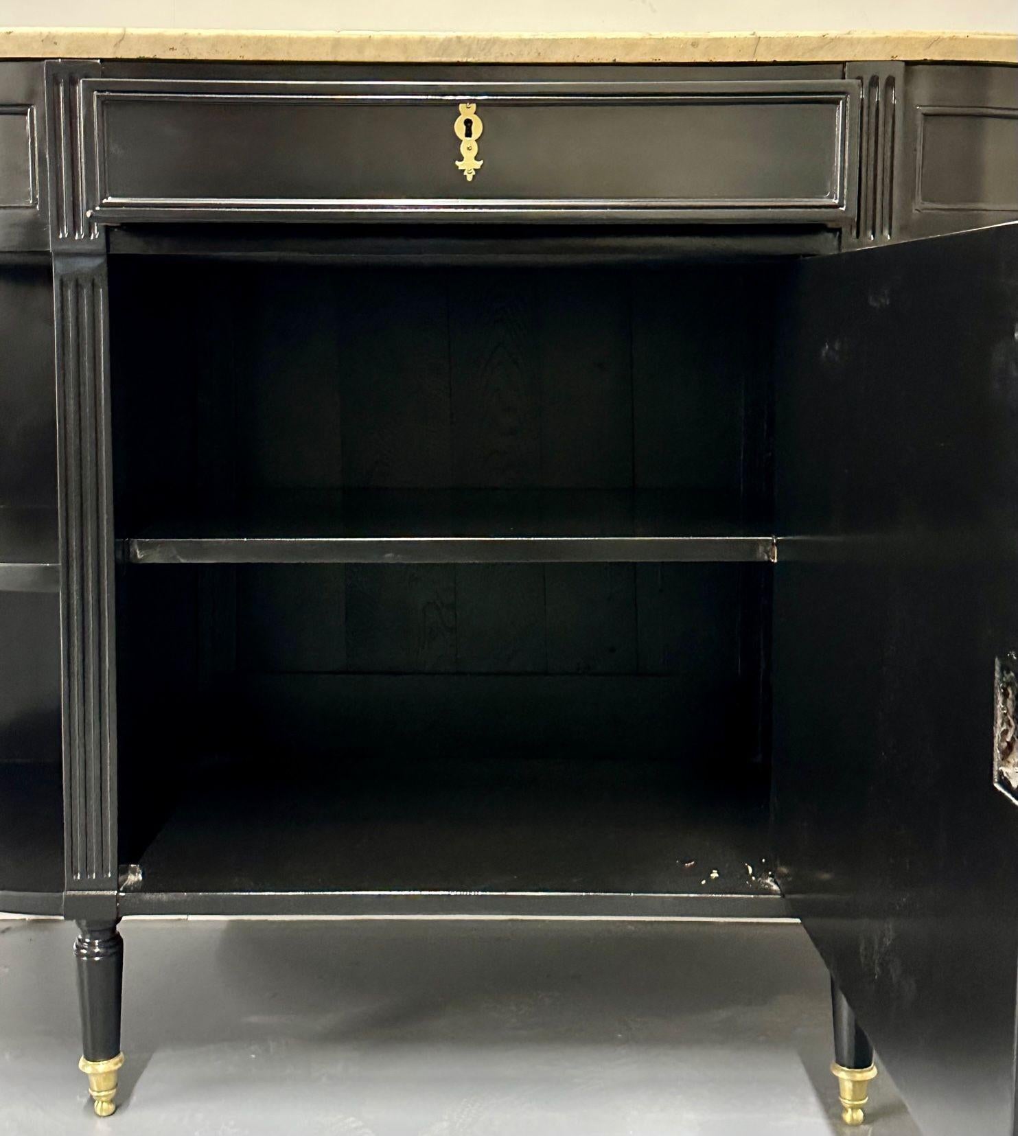 Hollywood Regency Ebony Demilune Server, Console, Serving Table, French, 19th C For Sale 12