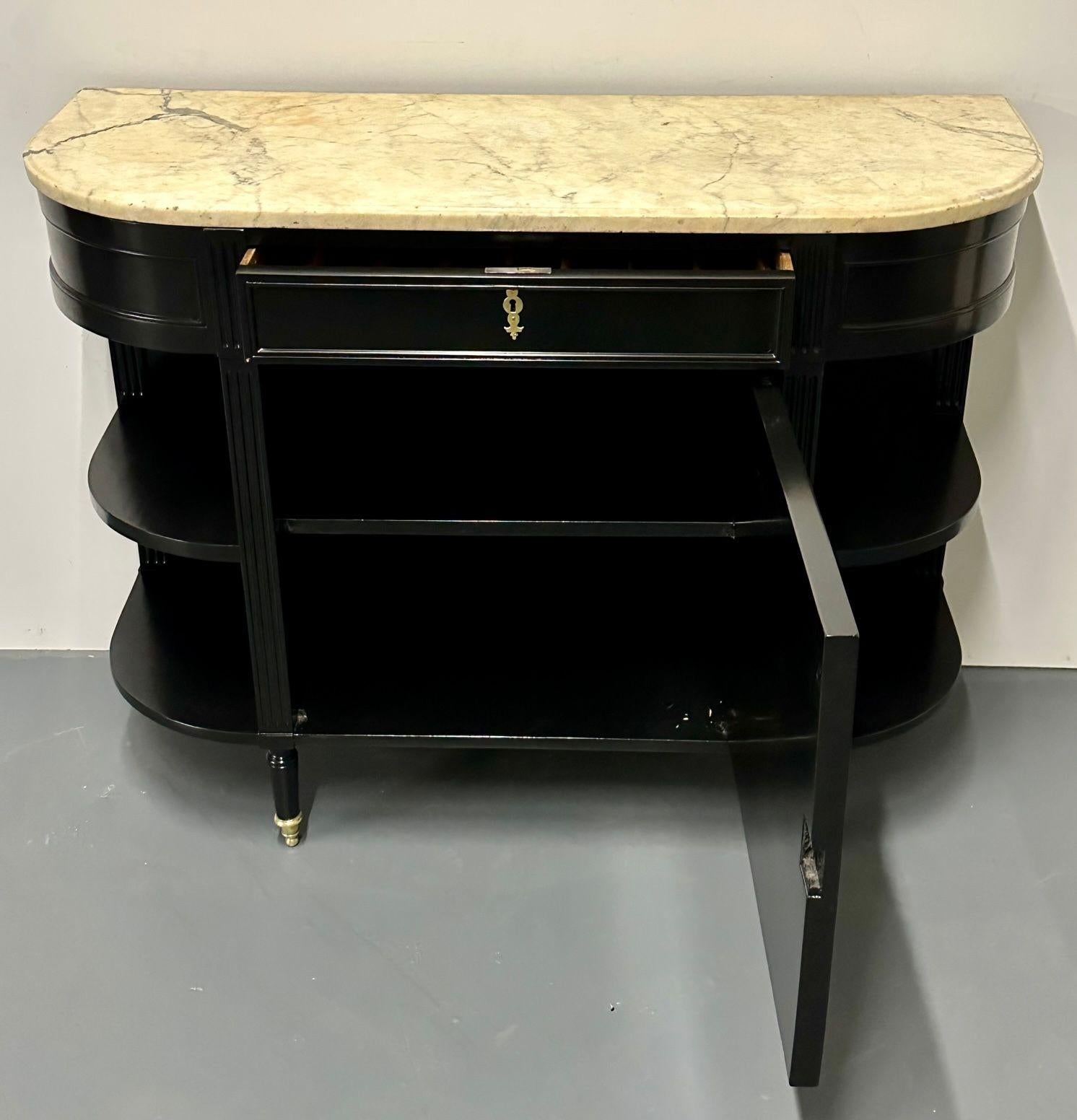 Hollywood Regency Ebony Demilune Server, Console, Serving Table, French, 19th C For Sale 13