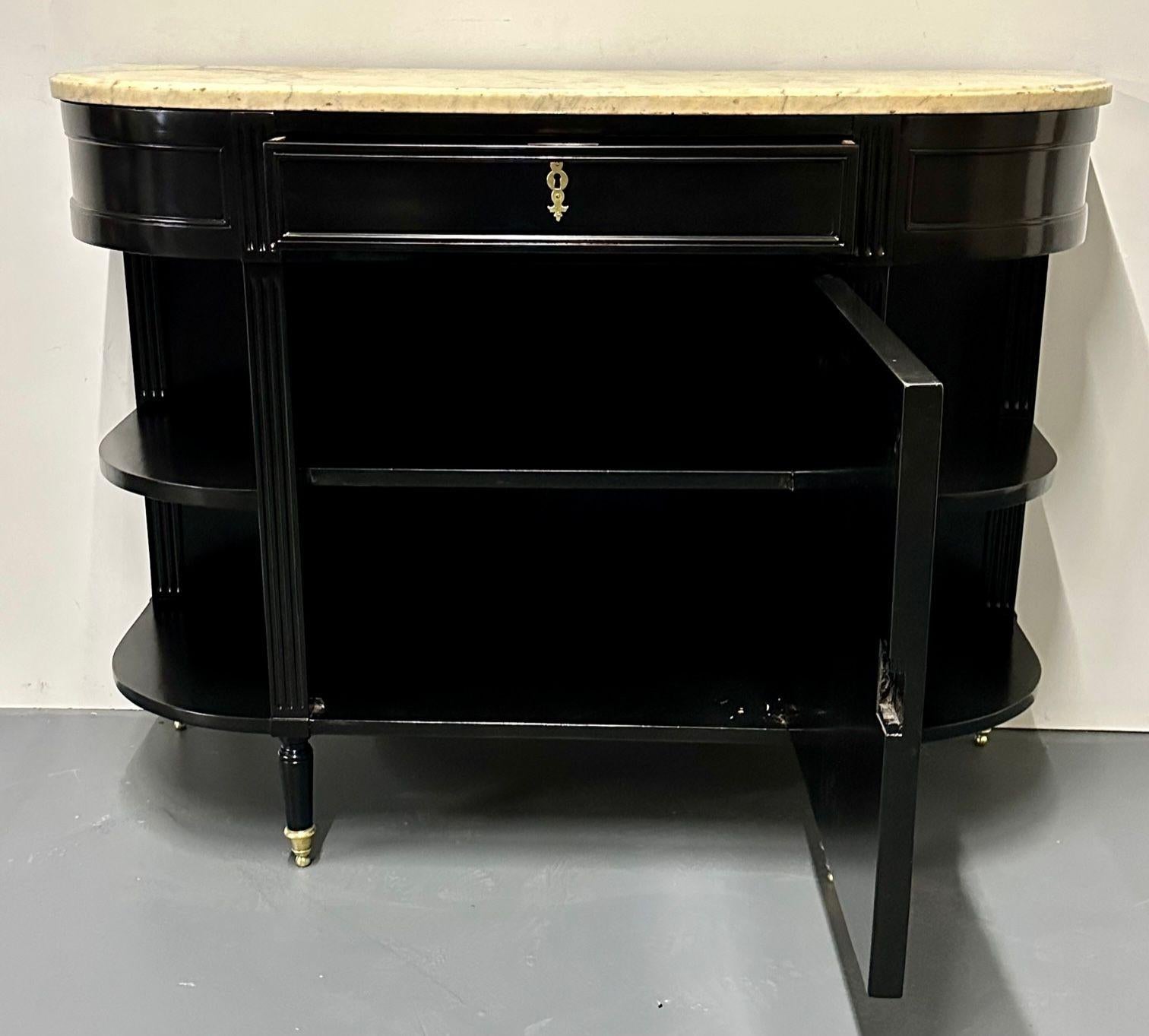 Hollywood Regency Ebony Demilune Server, Console, Serving Table, French, 19th C For Sale 14