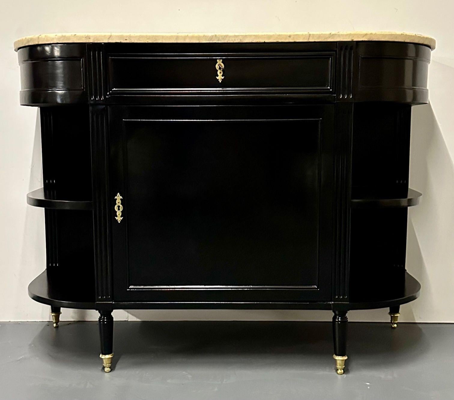 Hollywood Regency Ebony Demilune Server, Console, Serving Table, French, 19th C For Sale 3