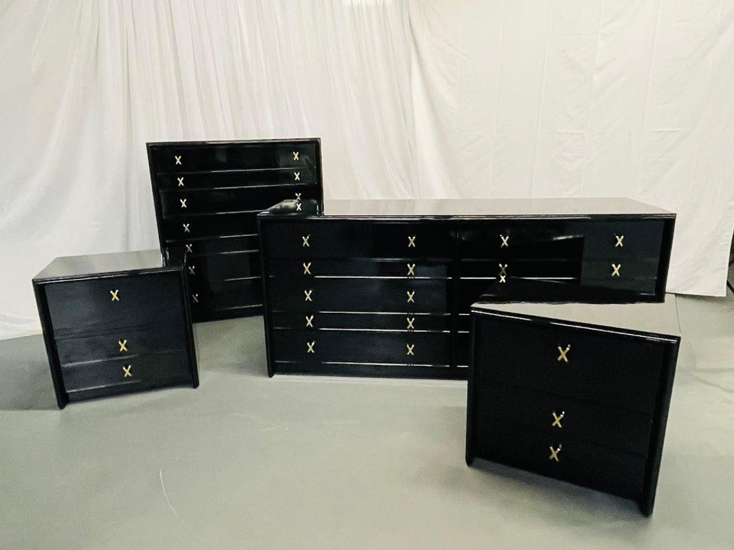 Hollywood Regency Ebony Dresser or Chest, Paul Frankl / John Stuart, Refinished For Sale 9