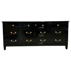 Hollywood-Regency-Kommode, Sideboard, Kommode oder Kommodeschrank aus Ebenholz, Bronze