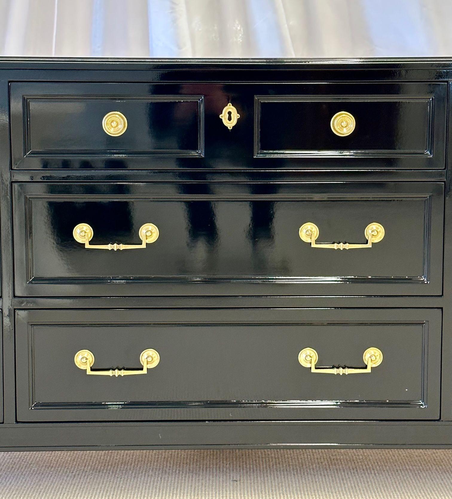 Comò, credenza, cassapanca, commode o mobile in ebano Hollywood Regency, bronzo in vendita 6