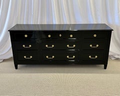 Hollywood-Regency-Kommode, Sideboard, Kommode oder Kommodeschrank aus Ebenholz, Bronze