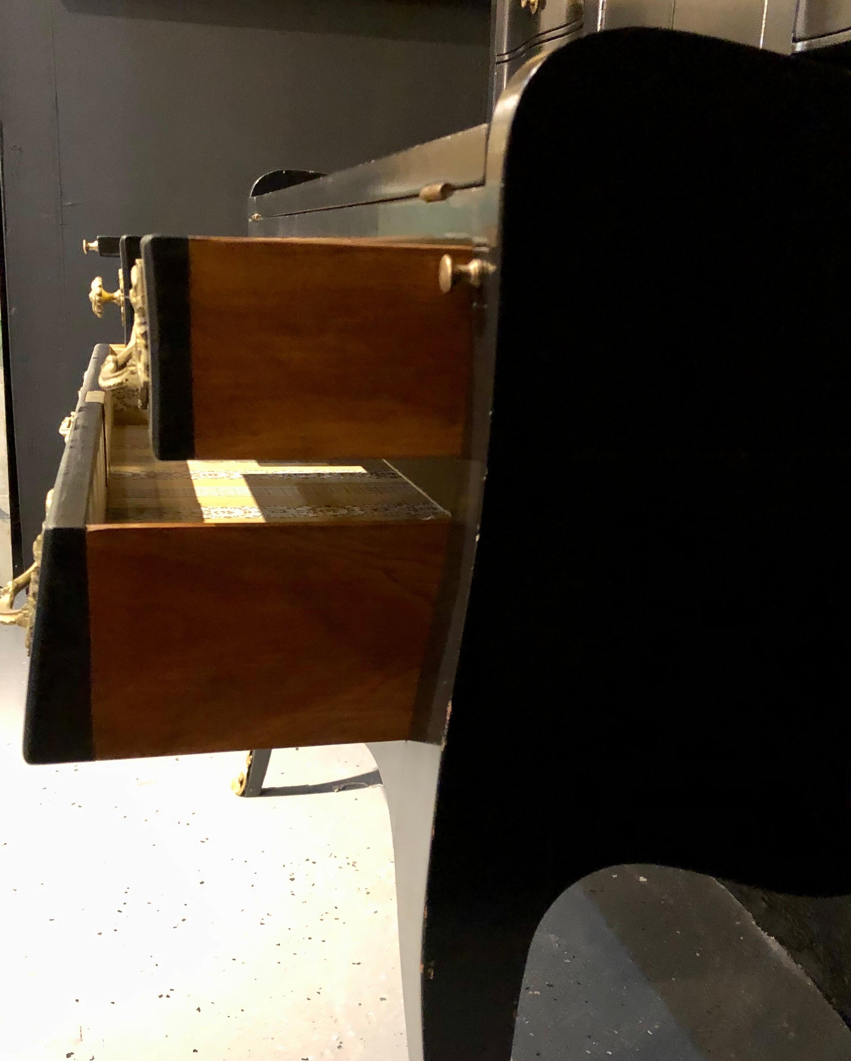 Hollywood Regency-Damen-Schreibtisch aus Ebenholz im Louis-XV-Stil, gestempelt Jansen im Angebot 10