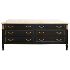 Vintage Hollywood Regency Ebony Maison Jansen Louis XVI Style Dresser or Chest