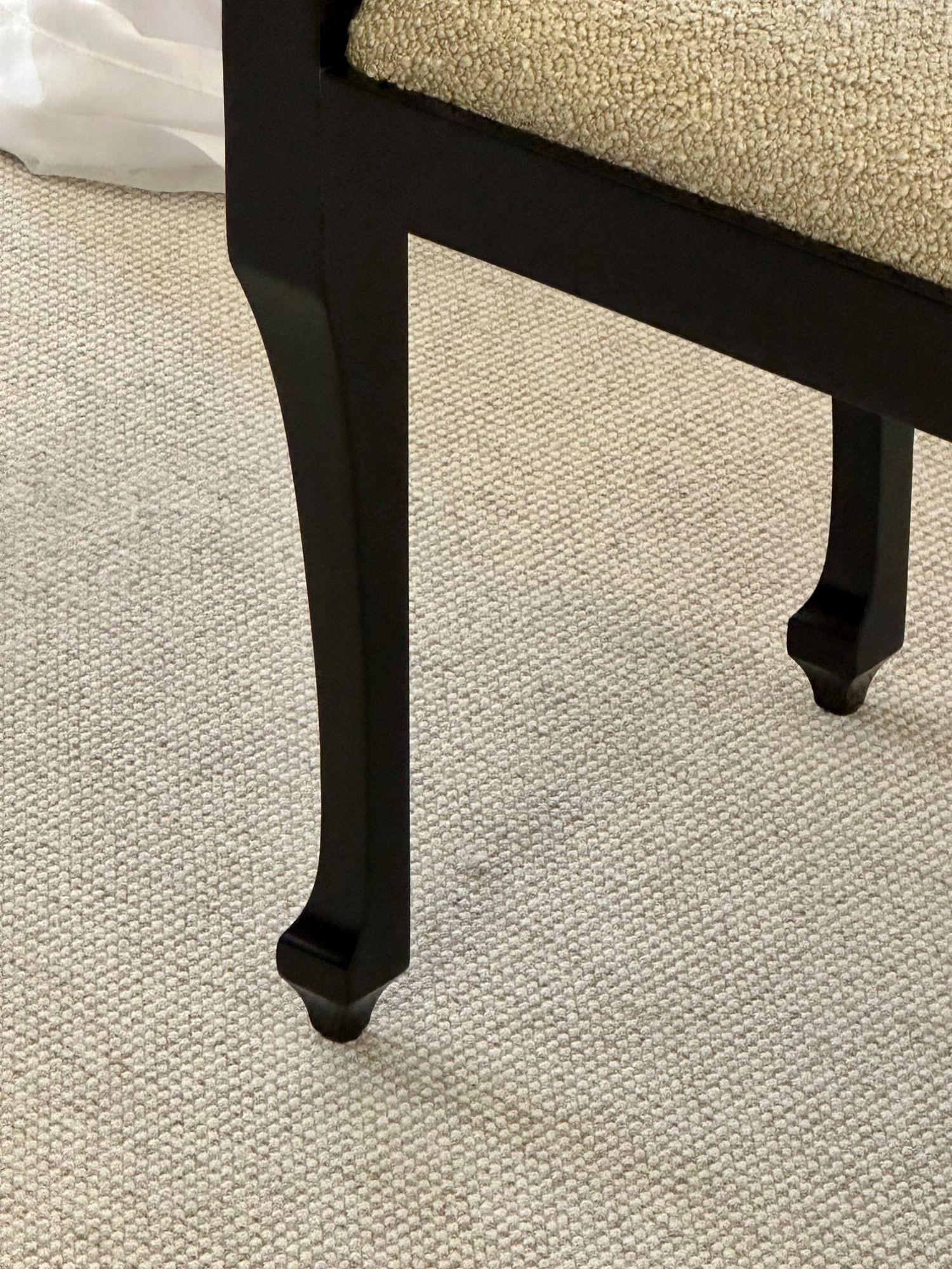 Hollywood Regency Ebony Window Bench, Dorothy Draper Style, Boucle, Double Seat 4