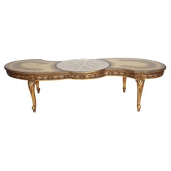 Table basse en bois doré Eglomise Hollywood Regency