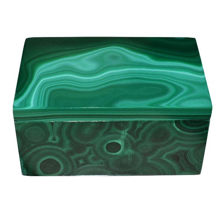 Hollywood Regency Egyptian Green Malachite Trinket Box with Lid In Good Condition For Sale In Oklahoma City, OK