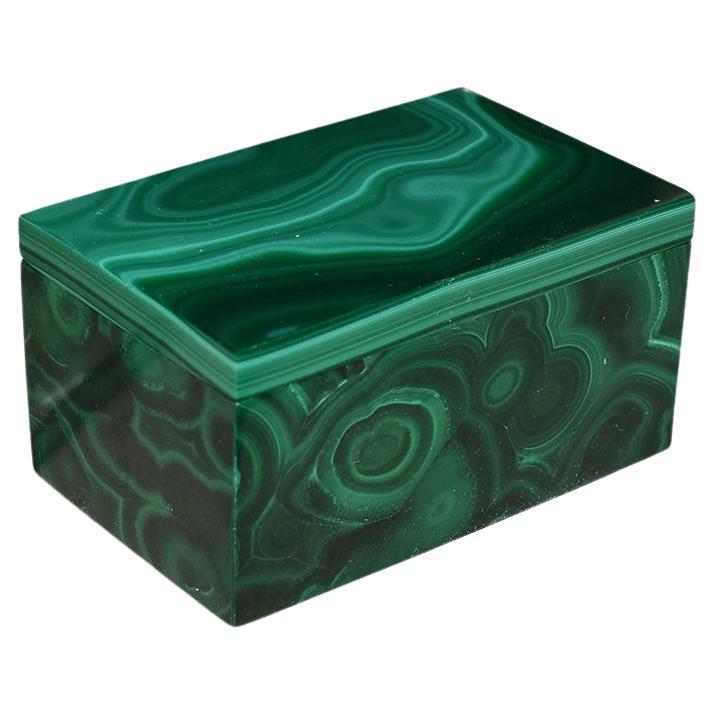 Hollywood Regency Egyptian Green Malachite Trinket Box with Lid For Sale