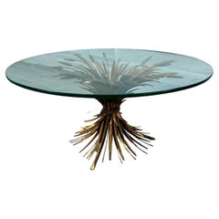 Hollywood Regency Eichholtz Sheaf of Wheat Gilded Metal Coffee Table