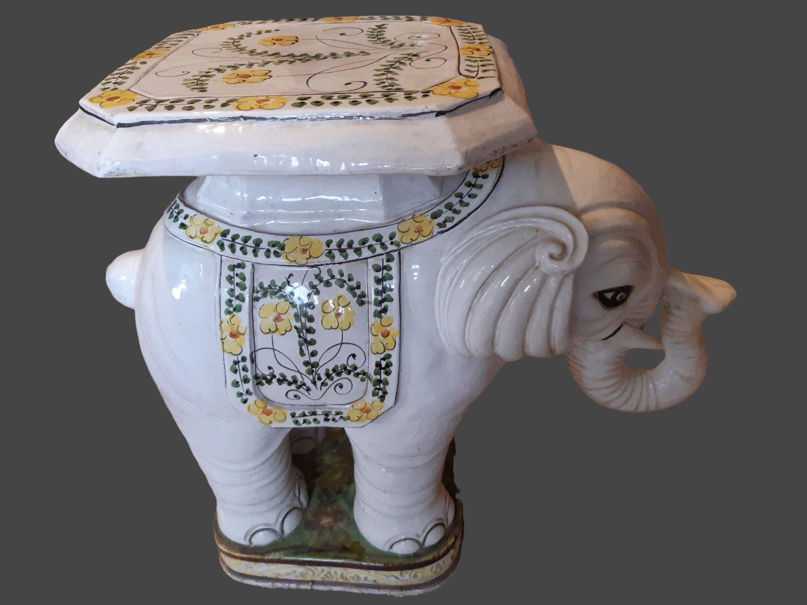 Hollywood Regency Elephant Garden Plant Stand or Seat, Statue Italy Vintage For Sale 2