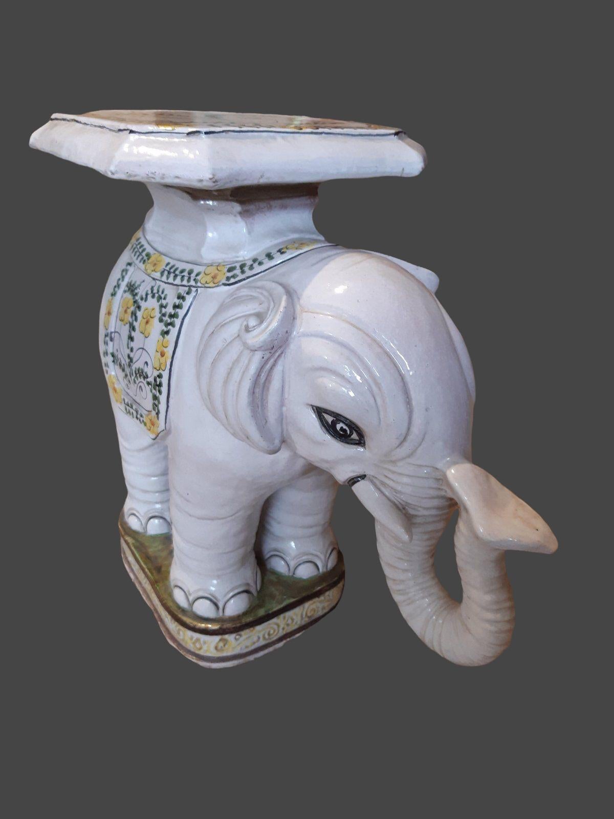 Hollywood Regency Elefante de Jardín Soporte o Asiento para Plantas, Estatua Italia Vintage en venta 5