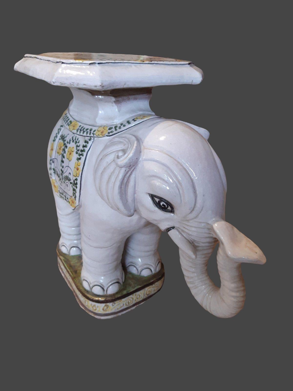 Hollywood Regency Elefant Garten Pflanze Stand oder Sitz, Statue Italien Vintage im Angebot 6