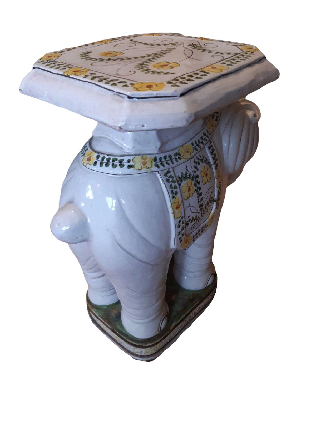 Hollywood Regency Elefant Garten Pflanze Stand oder Sitz, Statue Italien Vintage (Handgefertigt) im Angebot