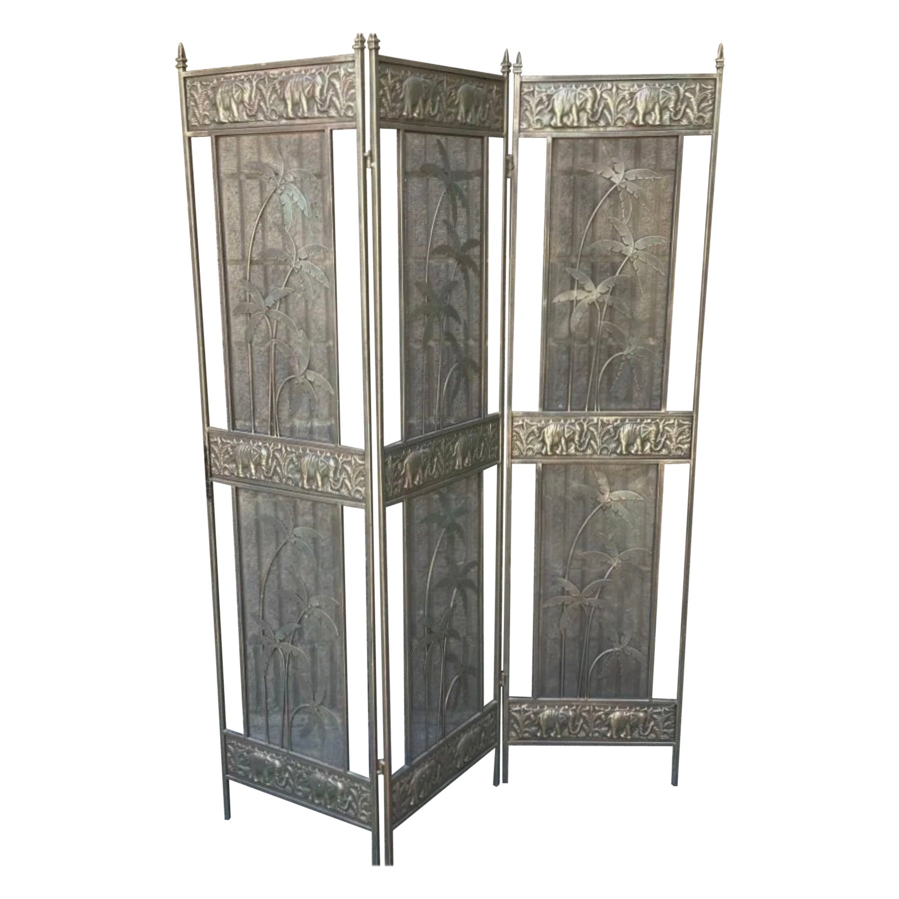 Hollywood Regency Elephant 
Palm Folding Screen or Room Divider