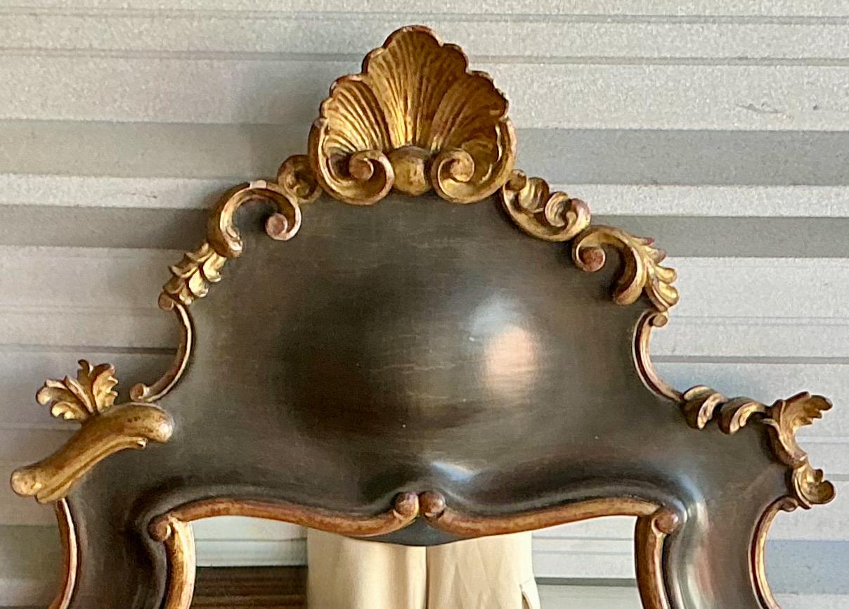 20th Century Hollywood Regency Era Carved Giltwood Rococo Style Italian Mirrors - Pair For Sale