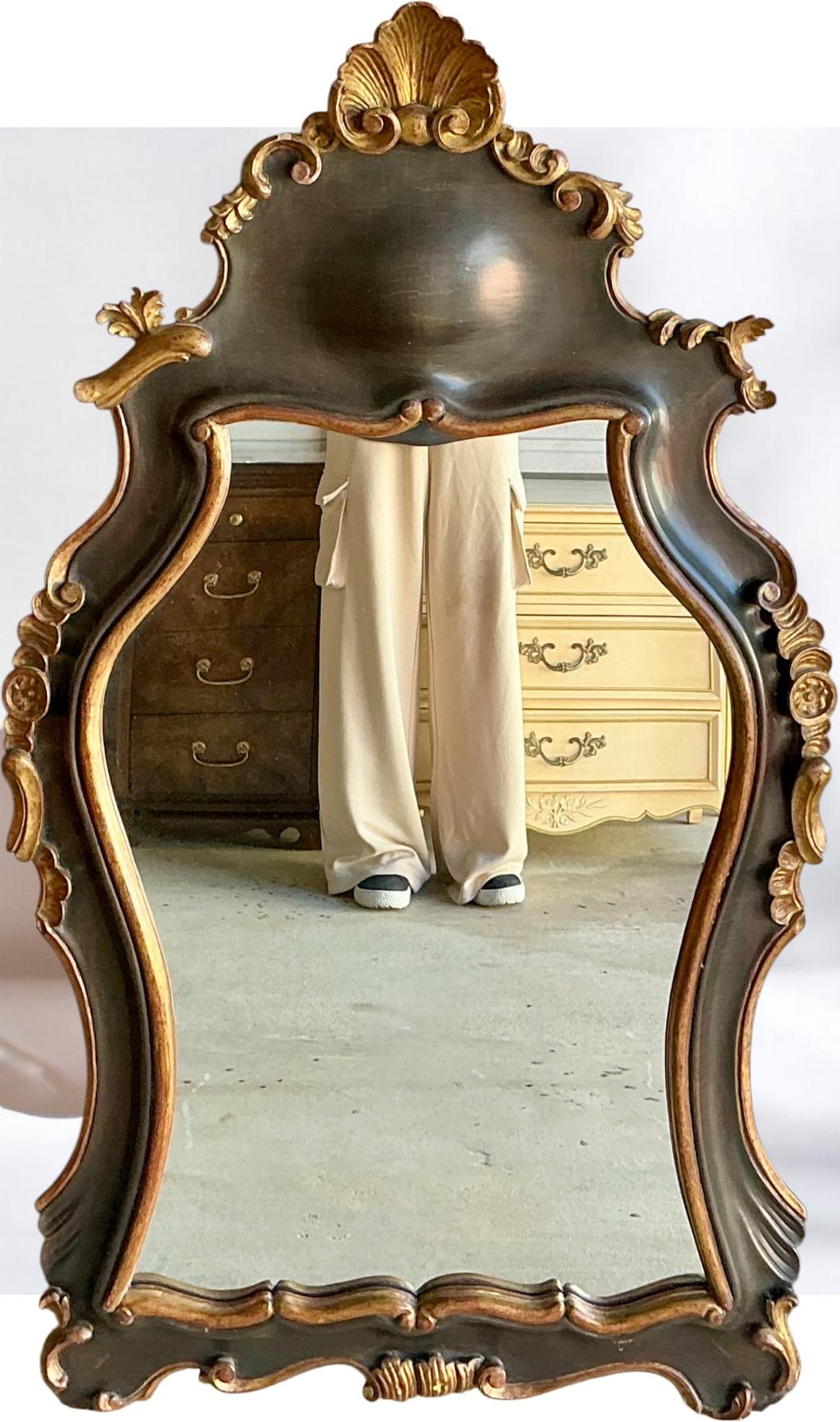 Hollywood Regency Era Carved Giltwood Rococo Style Italian Mirrors - Pair For Sale 3