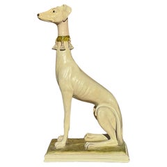 Figurilla / Estatua de Perro Whippet / Galgo de Yeso Fundido de la Época de la Regencia de Hollywood