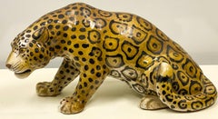 Hollywood Regency Era Crouching Italian Terracotta Leopard Figurine