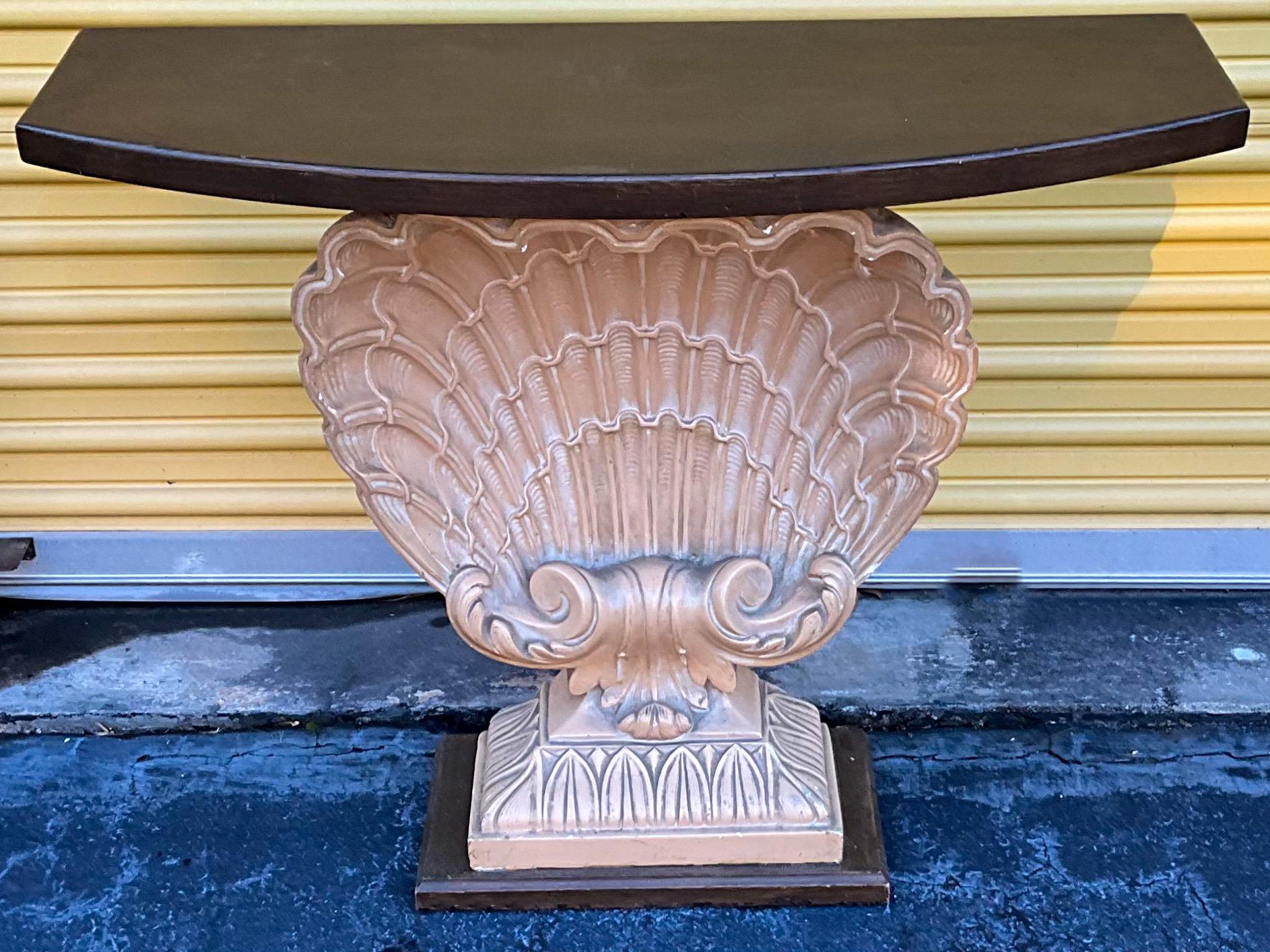 American Hollywood Regency Era Grotto Style Shell Form Console Table Att. Grosfeld House