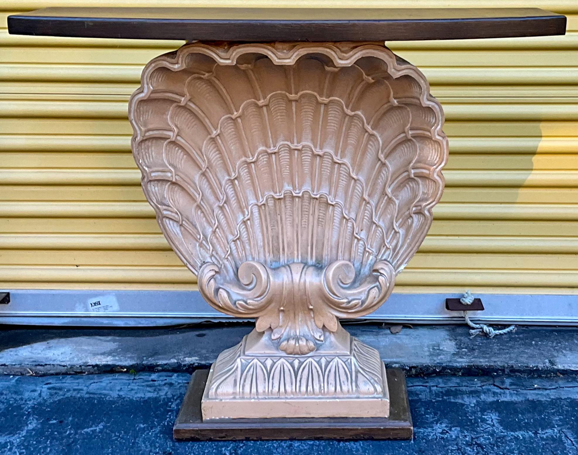 Hollywood Regency Era Grotto Style Shell Form Console Table Att. Grosfeld House In Good Condition For Sale In Kennesaw, GA