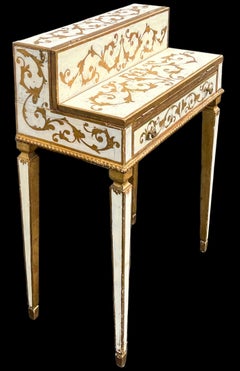 Hollywood Regency Era Italian Florentine Petite Gilded Secretary / Writing Desk