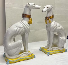 Hollywood Regency Era Italian Terracotta Whippet Dogs, S/2