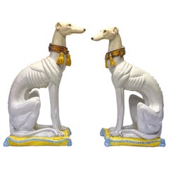 Hollywood Regency Era Italienische Terrakotta Whippet-Hunde:: S/2