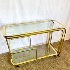Hollywood Regency Expandable Brass and Glass Bar Cart by Milo Baughman for Dia