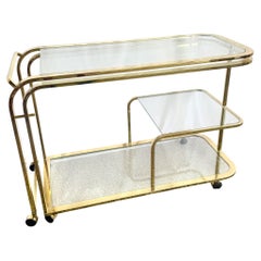 Hollywood Regency Expandable Brass and Glass Bar Cart by Milo Baughman for Dia
