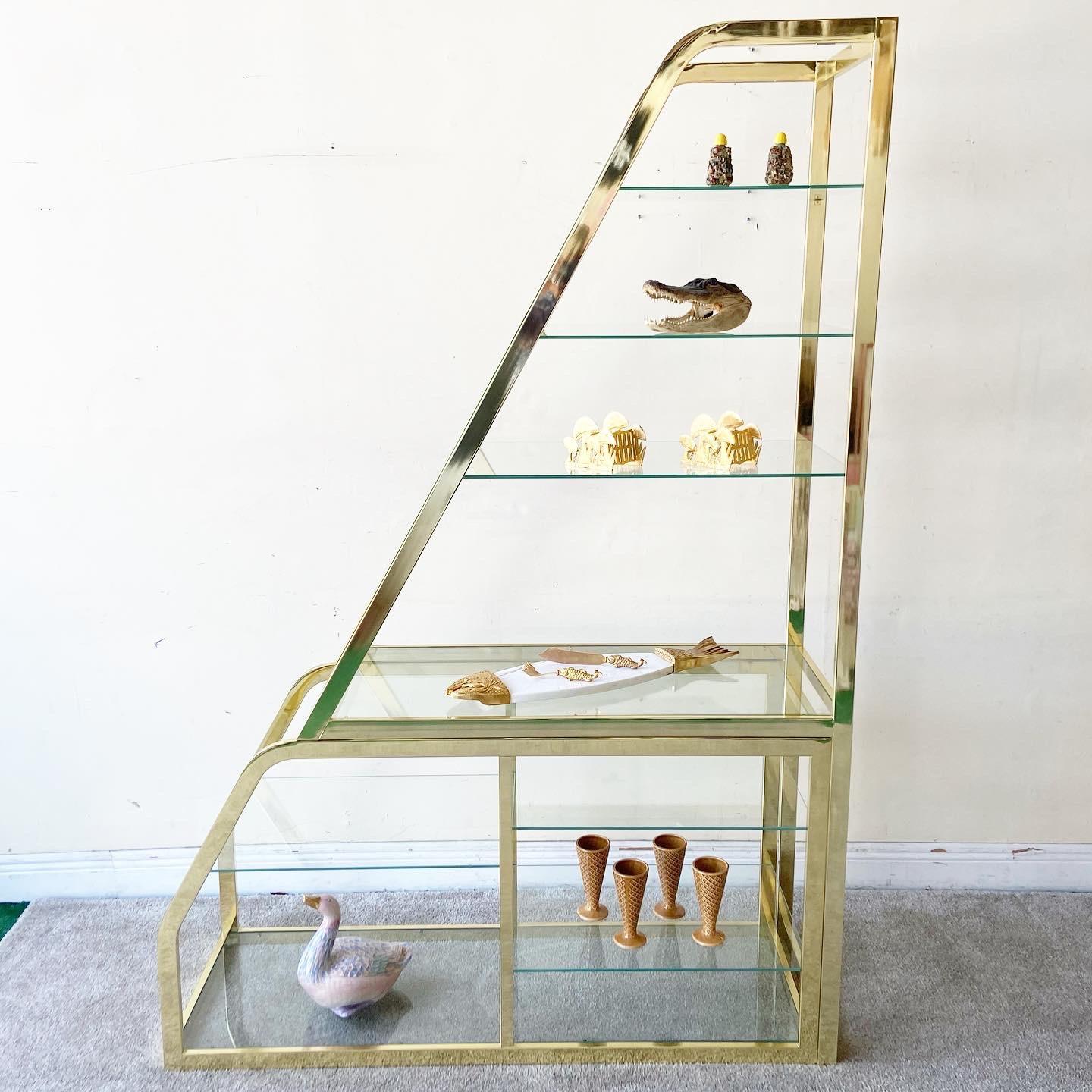 Hollywood Regency Extendable Glass and Gold Etagere by DIA 4