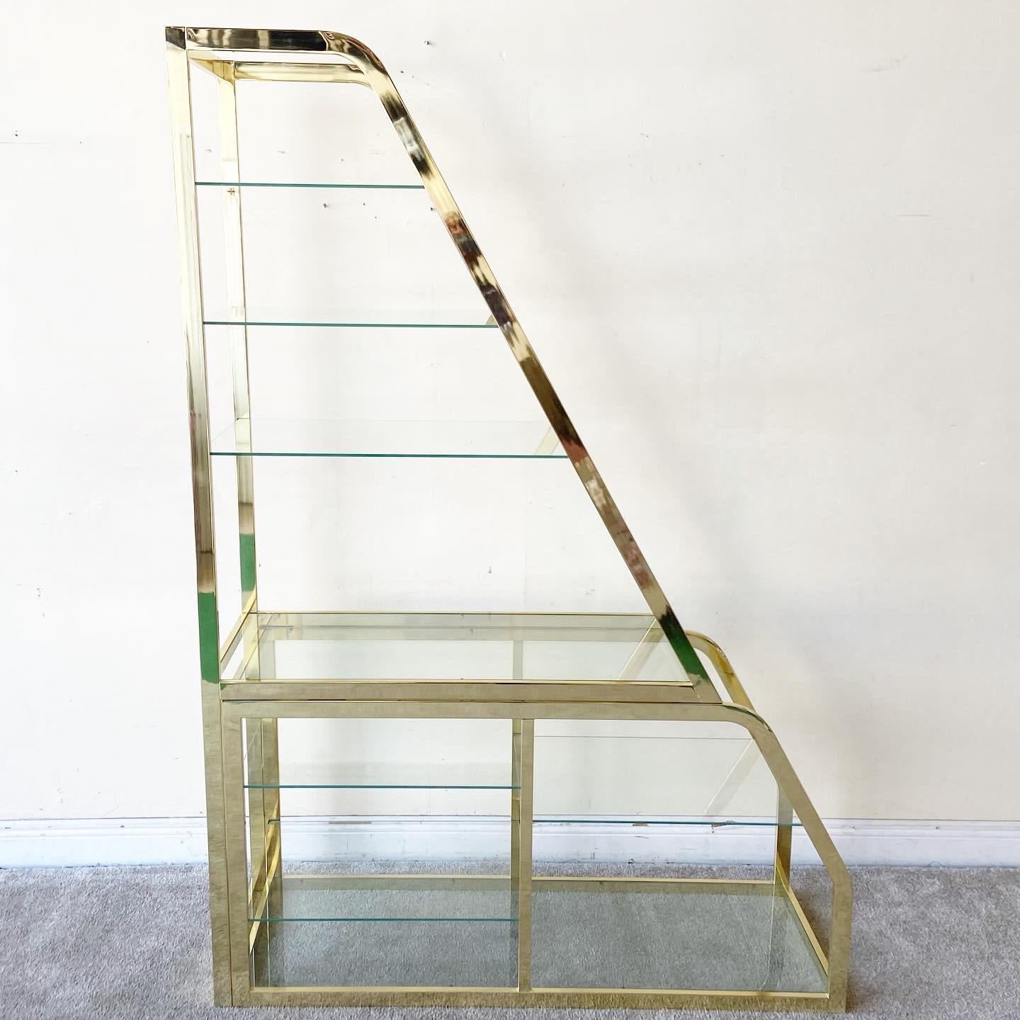Late 20th Century Hollywood Regency Extendable Glass and Gold Etagere by DIA