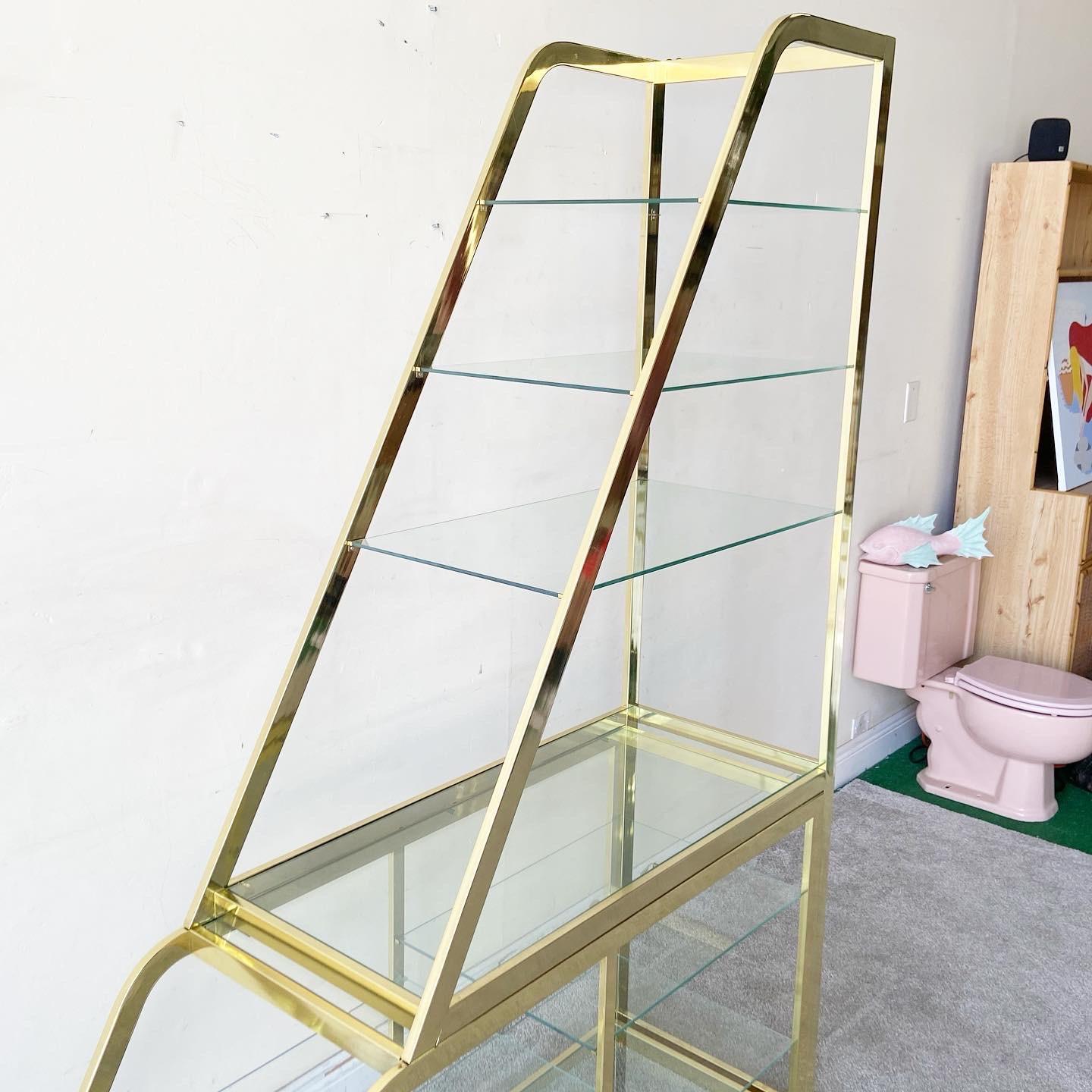 Hollywood Regency Extendable Glass and Gold Etagere by DIA 3