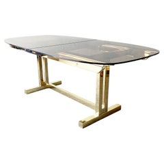 Hollywood Regency Extendable Smoked Glass Top Dining Table