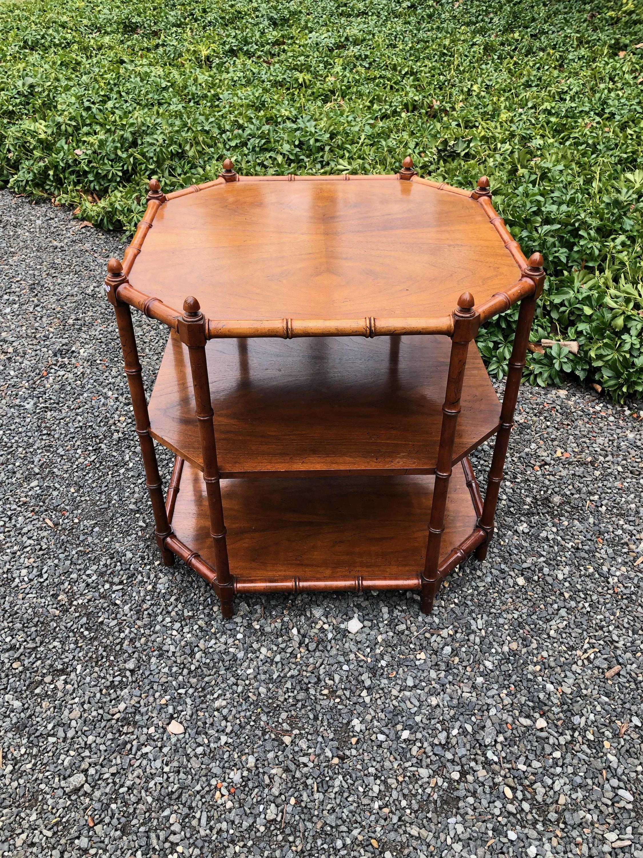 North American Hollywood Regency Faux Bamboo and Walnut End Table
