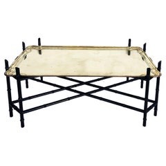 Hollywood Regency Faux Bamboo/Brass Tray Coffee Table
